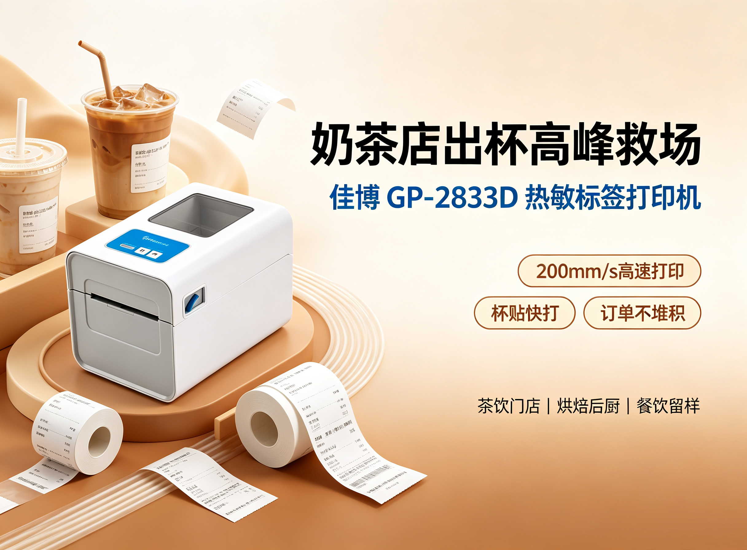 佳博GP-2833D：深耕门店打印痛点，重构餐饮零售高效出签体验​